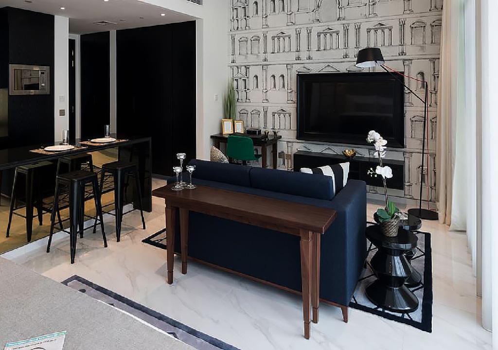 Aparthotel Millennium Atria Business Bay Dubái Exterior foto A living room in a condominium